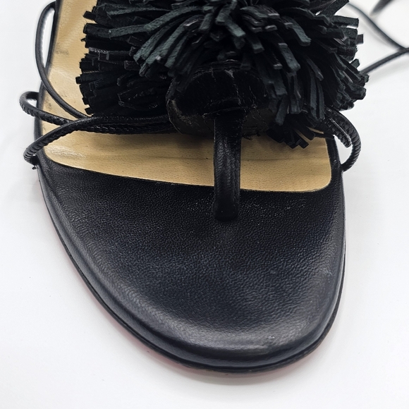 Elegant Black Women's Shoe with Pom-Pom Detail 37 1/2 Christian Louboutin - Picture 4 of 16